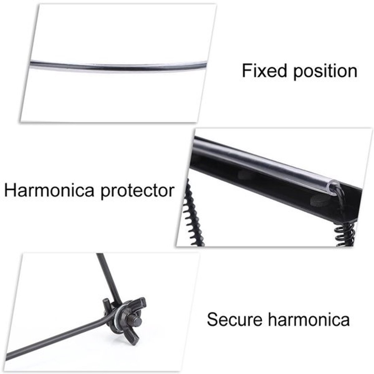 Nekhouder Verstelbaar - Metalen Mondharmonica Houder - Antikras Rubberen Buizen - Geschikt voor 10 Gaten - Lichtgewicht en Comfortabel - Harmonicahouder