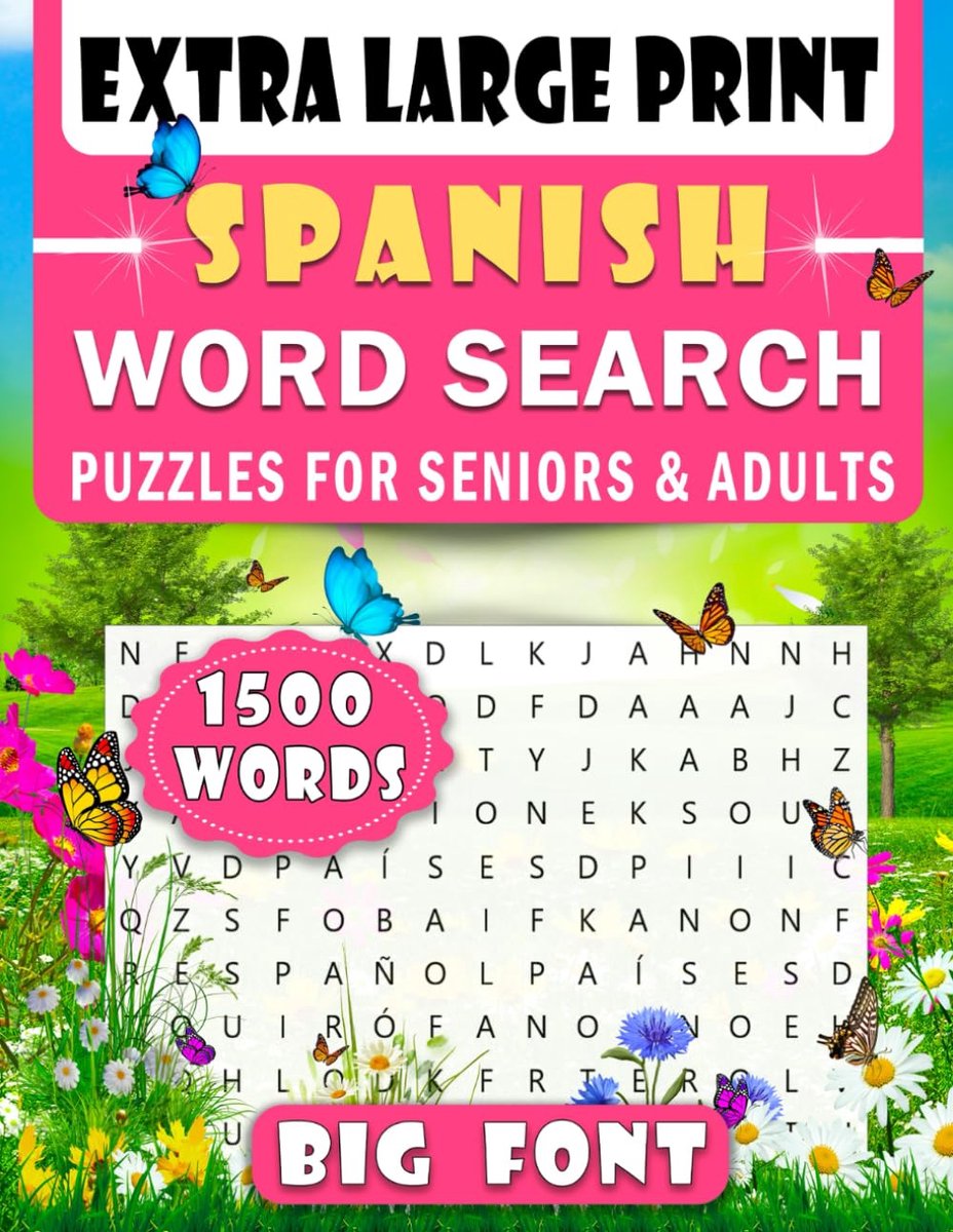 SnelShoppen - Extra Large Print Spaanse Woordzoekboek voor Senioren & Volwassenen - Grote Lettertype Puzzels voor Breinactiviteit, Inclusief Oplossing