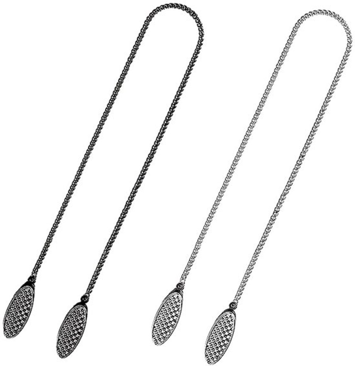 Servetketting 50 cm - 4 Stuks - Metalen Servetketting - Verstelbare Clip - Elegante Diner Accessoire - Zilver/Zwart - Servetclip