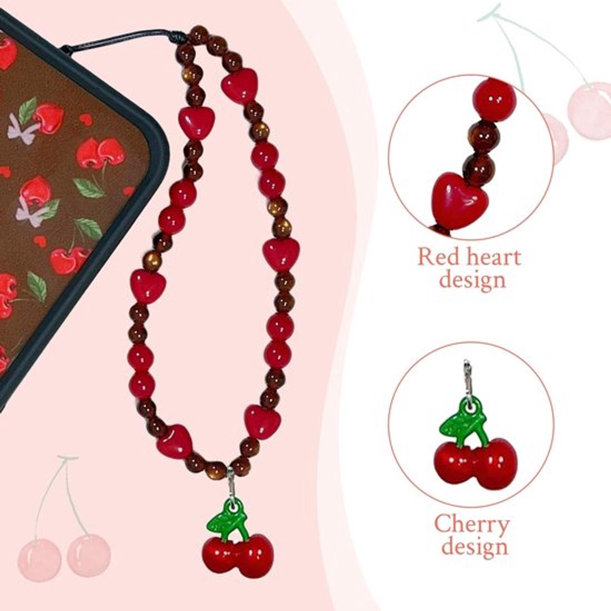 Telefoonhanger Kawaii - Telefoonarmband - Mobiele Telefoonband - Parels - Hanger - Unieke Stijl