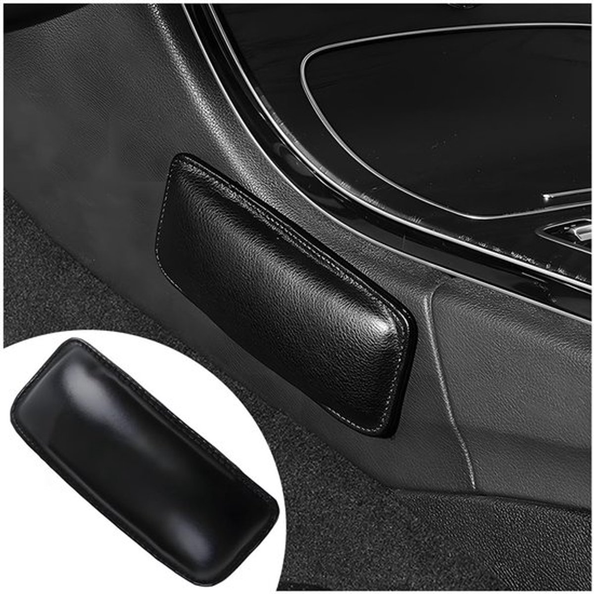 Armleuningskussen 2 stuks - Universeel Kniekussen - Zacht PU-leer - Auto Kniesteunpad - Middenconsole Kussen - 18x8x3cm