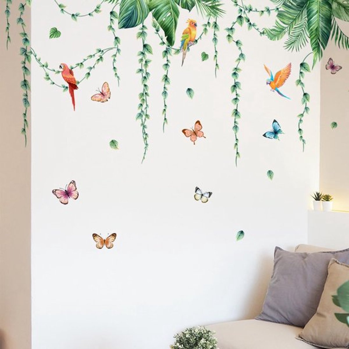 Muurstickers Bladeren 30 x 90 cm - Decoratieve Muurstickers - Tropische Planten - Jungle M