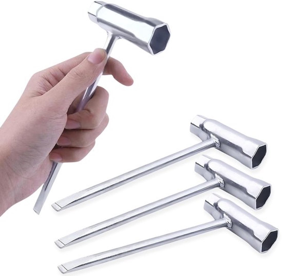 Motorzaag Accessoires 4 Stuks - Bougiesleutel / Motorzaagsleutel - Sleufschroevendraaier - Inbussleutel - Ergonomisch Ontwerp - Staal 13x19 mm - Tuinaccessoires