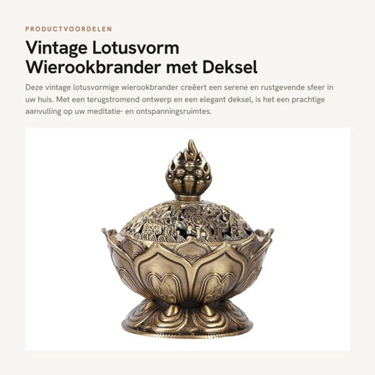 Wierookbrander Antiek - Wierookhouder - Wierookkegelhouder - Meditatie - Slaapbevordering - Duurzaam Zinklegering