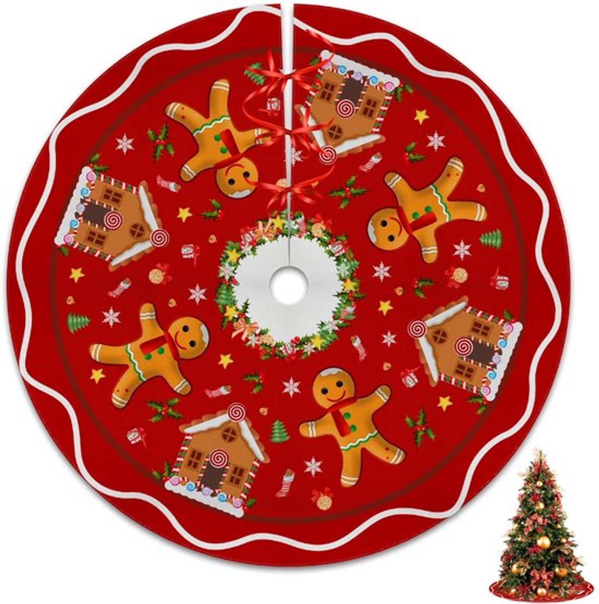 Kerstboomrok Mat - Peperkoek Decoratie - Winter Vakantie Ornamenten - Geschenken - Duurzaam Materiaal - Kleurrijk Ontwerp - Kerstdecoratie