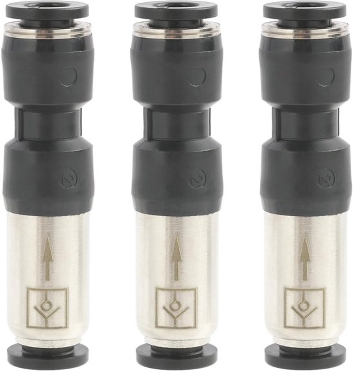 Terugslagkleppen set van 3 - Pneumatisch - 6 mm - Eenrichtingsventiel - Roestvrij staal - Corrosiebestendig H58 messing