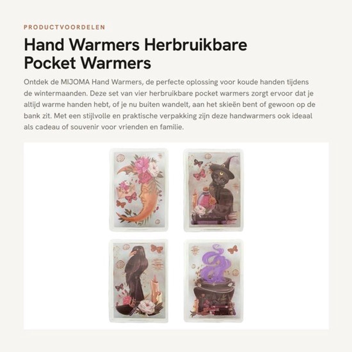 Handwarmers Oplaadbaar - Herbruikbare Handwarmers - Set van 4 - Tot 55 °C Warmte - Huidvriendelijke Kunststof Hoes - Stijlvolle Motieven - Zakwarmers