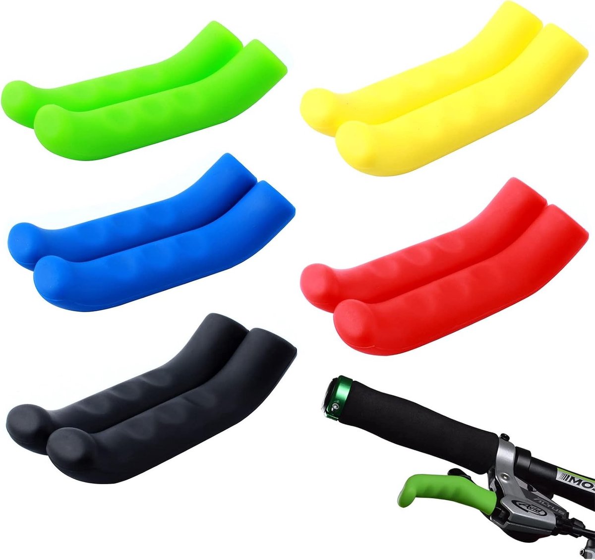 Zachte Siliconen Beschermhoezen voor Fietse Brake Levers - Universele Set van 5 in Diverse Kleuren voor Optimale Grip en Bescherming