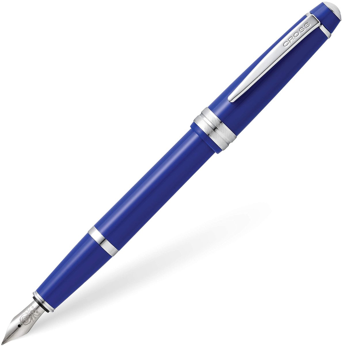 SnelShoppen - Premium Plastic Vulpen met Hars Afwerking, Medium Fontein, Gepolijst Blauw, Inclusief Geschenkdoos en Zwarte Cartridge, Perfect voor Kan
