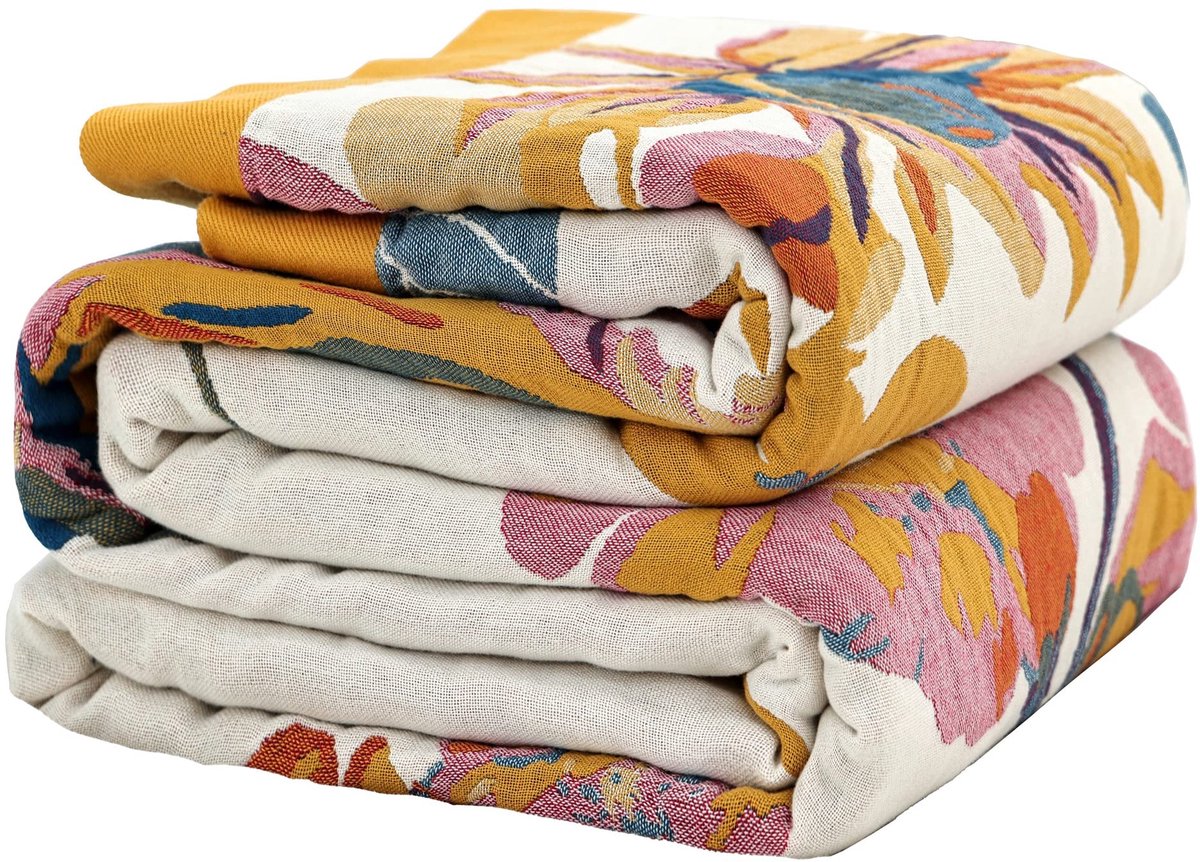 SnelShoppen - 100% Biologisch Katoenen Sofa Grote Beddeken - Zachte Huidvriendelijke Warme Boheemse Omkeerbare Plaid voor 2-3 Zits Settees Fauteuil Ba