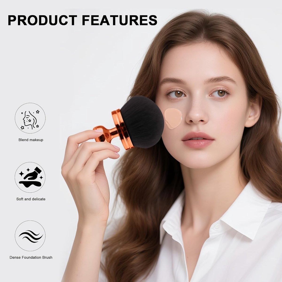 Roze Make-up Borstelset voor Vloeibare Fond de Teint, Blush en Crème - Ergonomisch en Synthetisch, Perfect voor een Natuurlijke Look