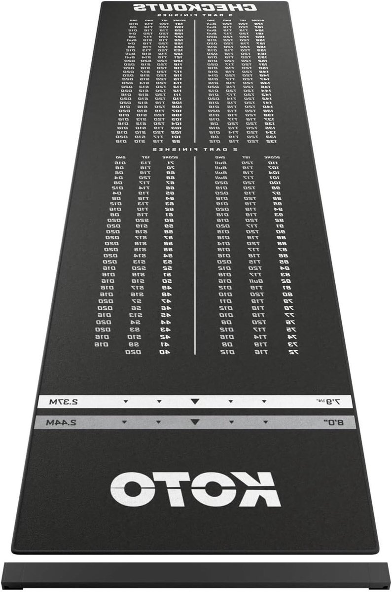 Oche Tapijt - Dartmat Checkout - Darts Spelen - Inclusief Score Indicator - 285 x 80 cm - Zwart
