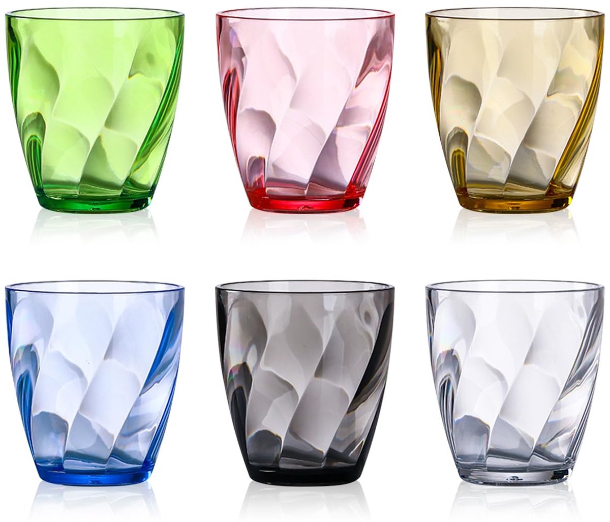 SnelShoppen - 6 Stuks Waterglazen Set van Kunststof, 300ml Kleurige Drinkbekers Plastic, Stapelbare Herbruikbare Campingglazen voor Feesten, Picknicks
