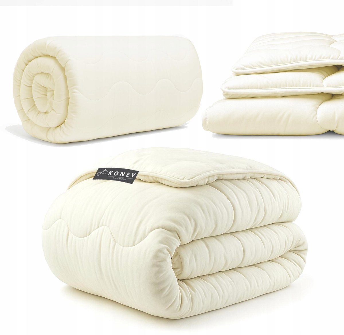 KONEY - Winterdekbed 180 x 200 cm - schapenwol - Ecru - 500 g/m²