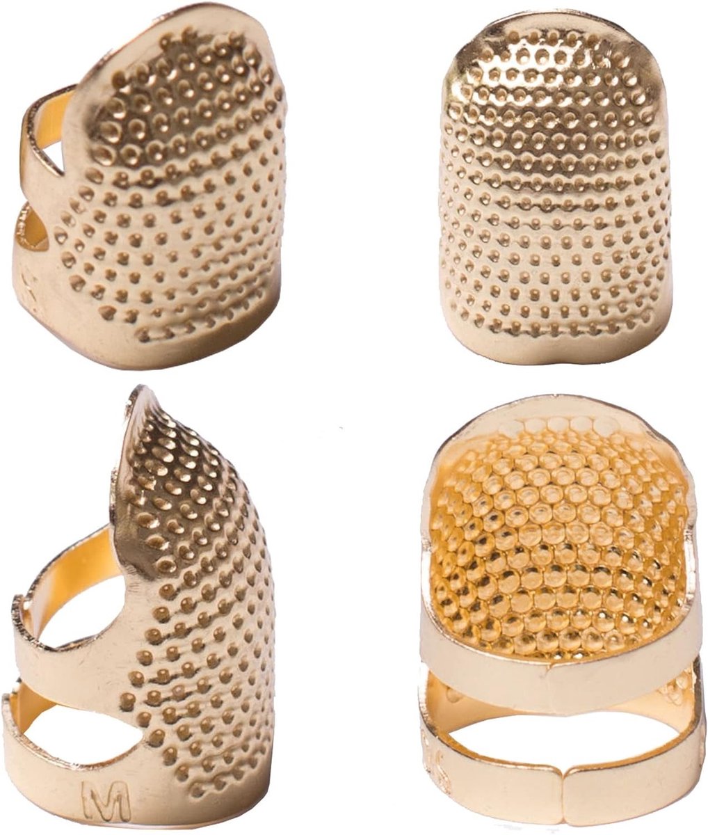 4 Stuks Metalen Vingerbeschermers voor Naaiwerk, Verstelbare Duwring voor Vingers, Perfect voor Quilten en Creatieve Klussen, Naaigereedschap en Accessoires (2 Maten, S/M)