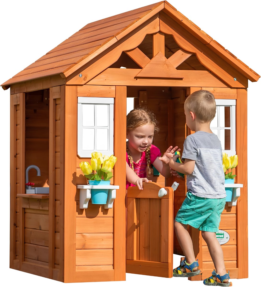 NIVA® Speelhuisje - Speelhuisje voor Buiten - Speelhuis - Bruin - 119cm x 107cm x 141 cm