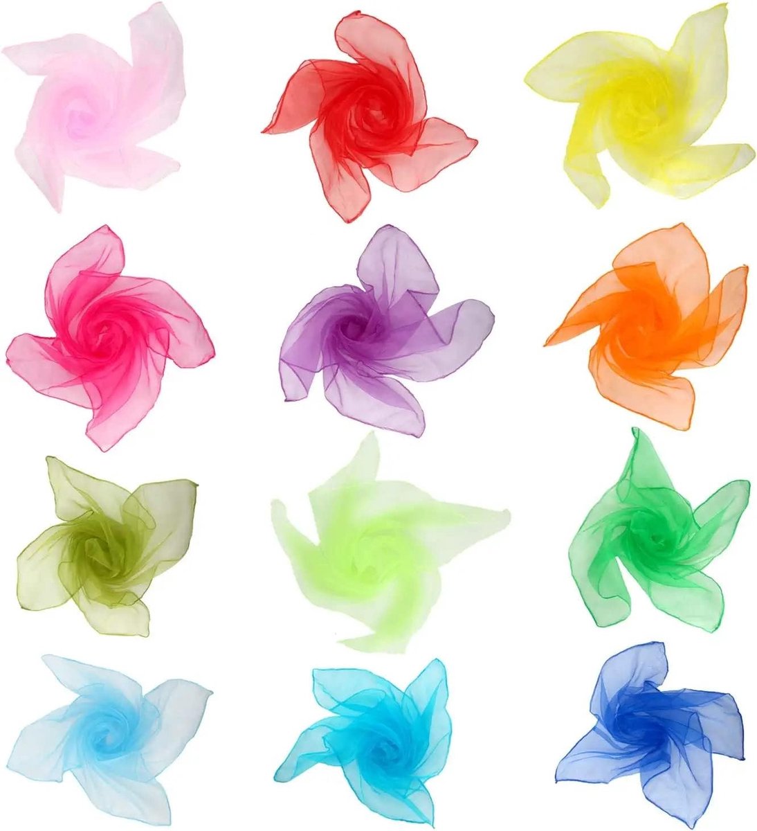 Set van 12 Kleurrijke Juggling Doeken van Zijde, Ideaal voor Kinderen, Dans en Gymnastiek, Sensory Speelgoed en Juggling Accessoires