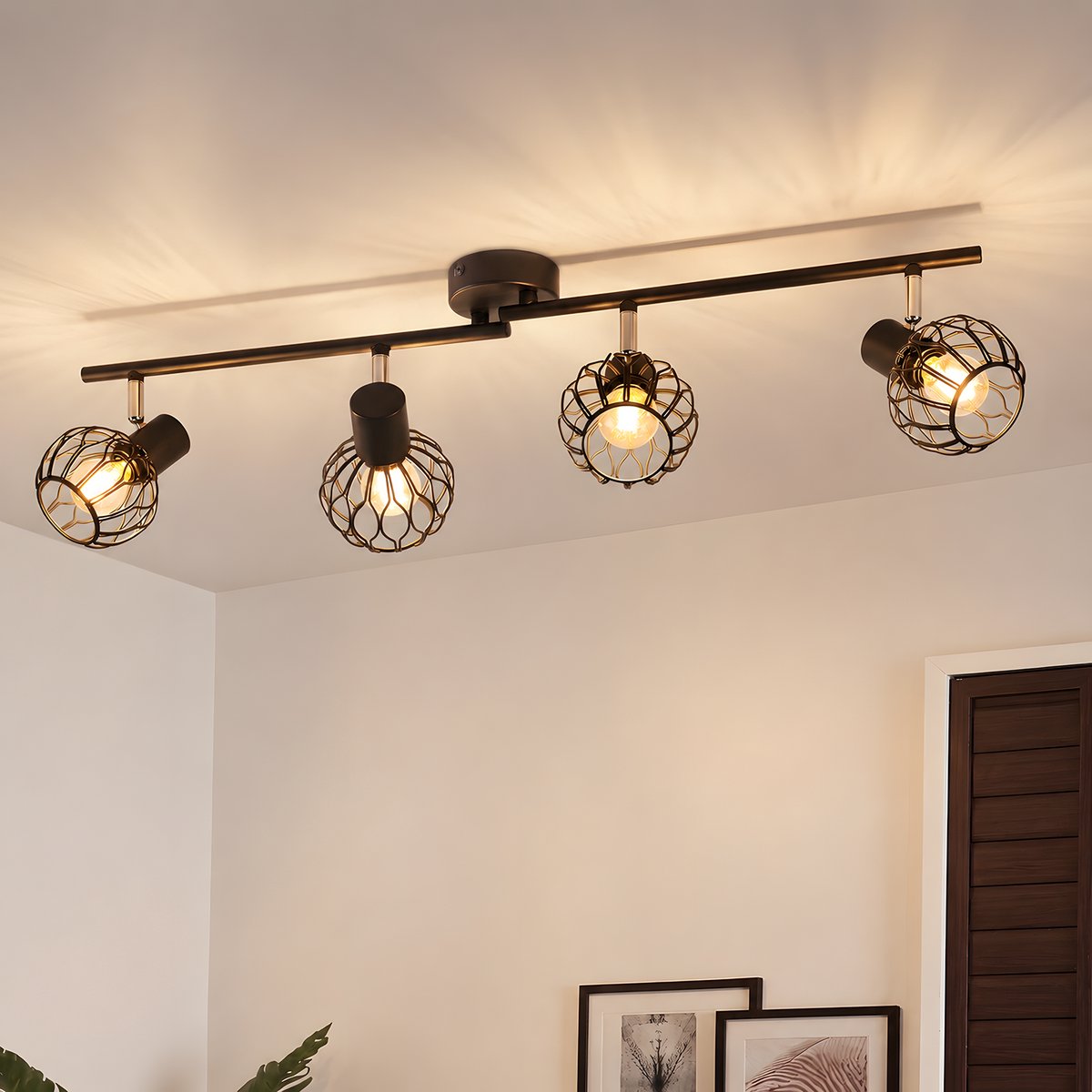 NETTLIFE LED Plafondspot 4-Flammig Zwart - E14 Inbouwloze Deckenlampe | 350° Draaibaar & Schwenkbaar | Metaal | Voor Woonkamer, Keuken & Hal | Zonder Lampen