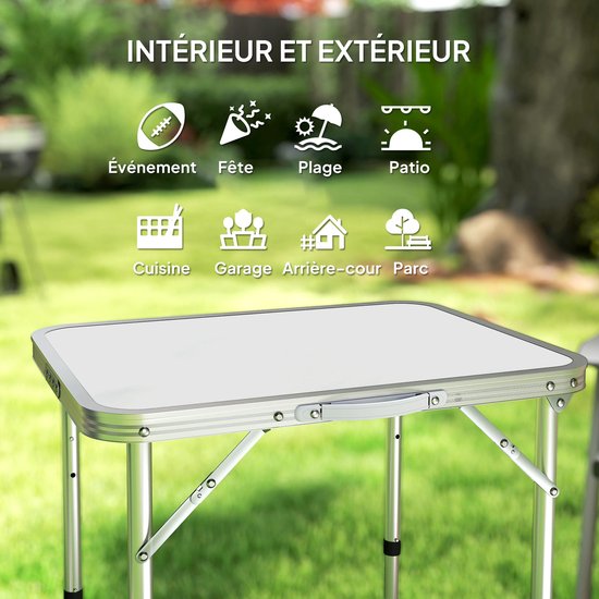 1 stuk - Vouwbare tafel - Camping tafel - Tuin tafel - Hoogte verstelbaar - Aluminium legering - Medium density fiberboard - Wit — afbeelding 3