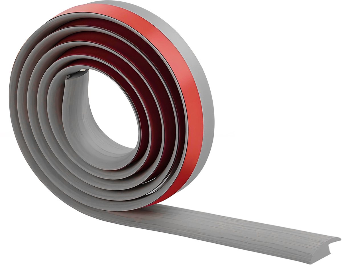 Zelfklevende PVC-vloerstrips – Overgangsstrips voor composietvloeren – Randstrips voor tapijt – Gebruikt om vloerkieren te overbruggen en de overgang tussen tapijt en tegels te maken – Slijtvast – Grijs – 3 meter - 1 strip per verpakking