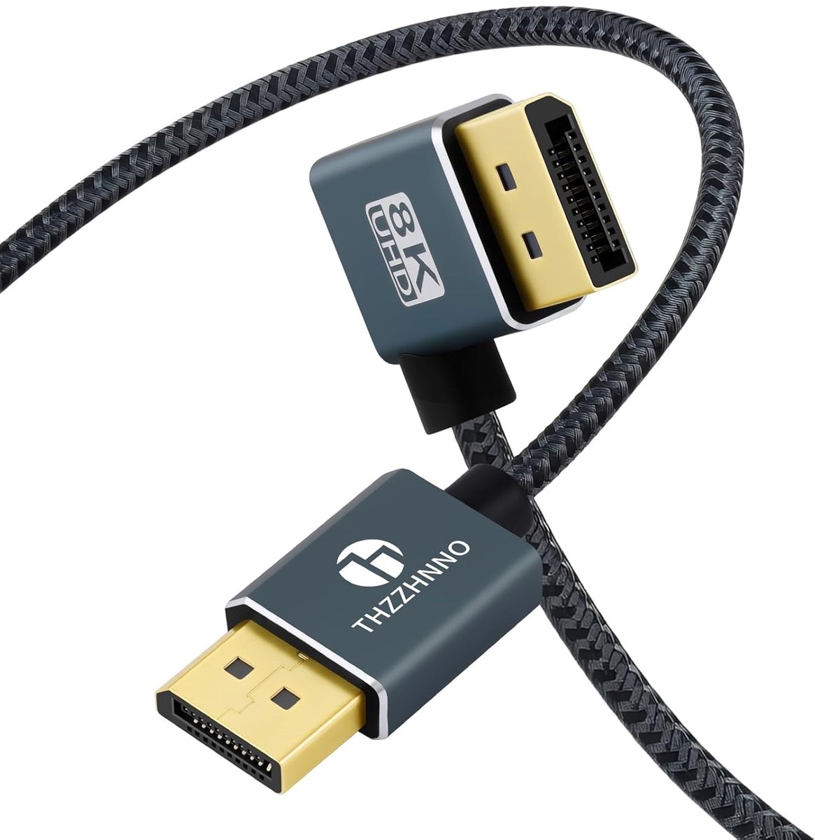 Thzzhnno 90 Graden DisplayPort Kabel 0.5M, Rechtshoekig Displayport 1.4 Kabel Ondersteuning tot 8K, 4K/60Hz voor - ShopVlot