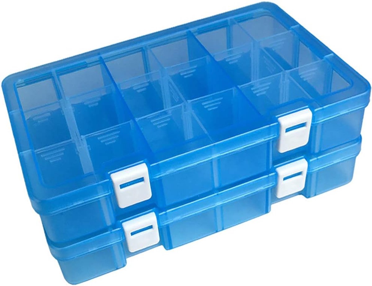 Qualsen plastic opbergdoos met instelbare vakjes, assortimentsdoos voor sieraden, parels en ander klein gereedschap - ShopVlot