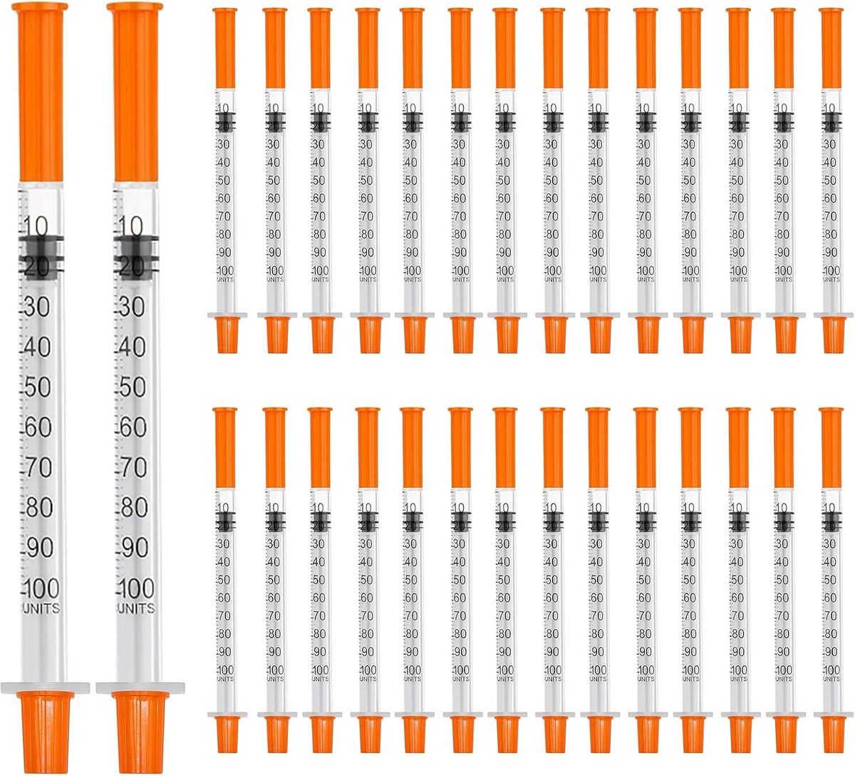 SnelShoppen - 30pcs 1ml/cc Spuit 29G-8mm, Plastic Syringe Multifunctioneel Meetgereedschap, Hoogwaardige Kunststof, Perfect voor Keuken en Hobbygebrui