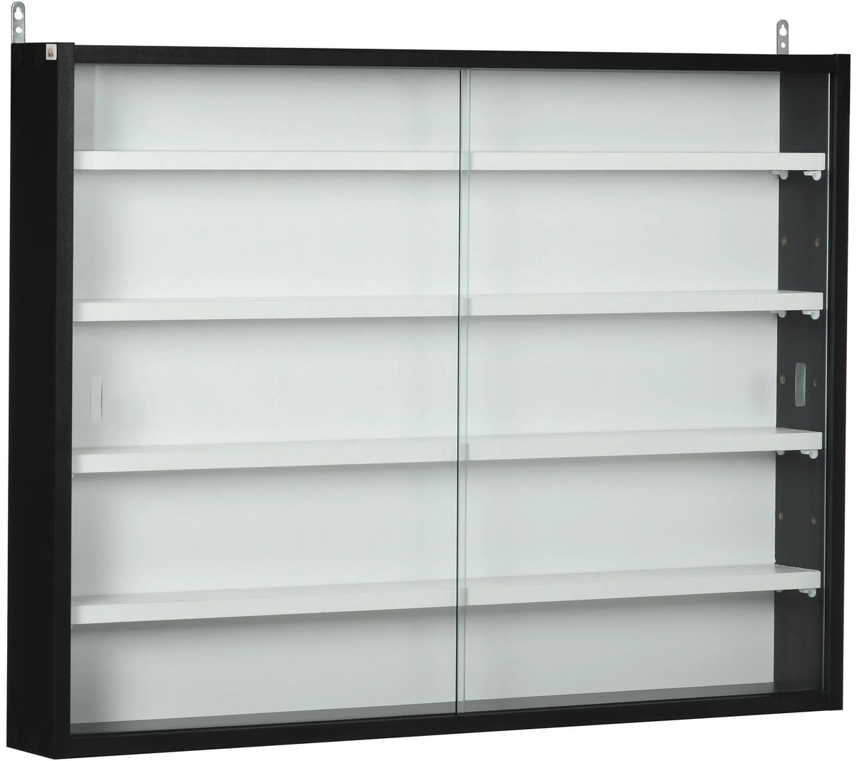 Novyro Living - wandkastje - 2 glazen schuifdeuren - met verstelbare planken - zwart - woonkamerkast - collecties - vitrine
