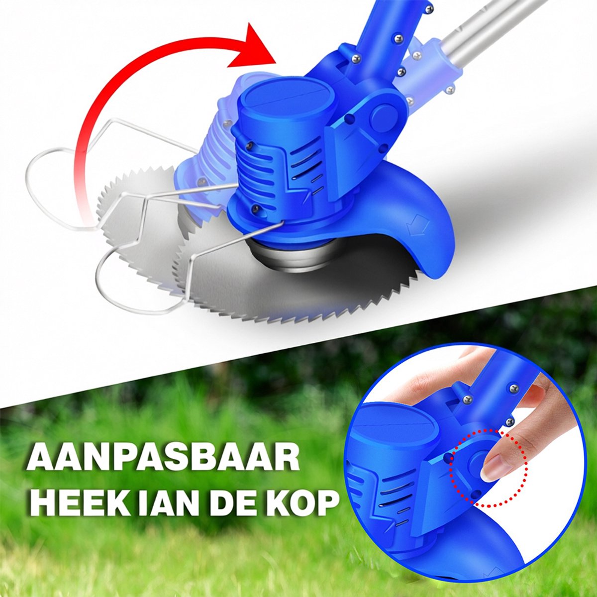 Accu-Grasmaaier met 21V Accu, Bosmaaier, Elektrische Grasmaaier met 2 Accu’s, Trimmer, Tuin-, Gazon- en Onkruidtrimmer, Elektrische Trimmer, Tuinkantensnijder Voor Tuin en Erf – foto 4
