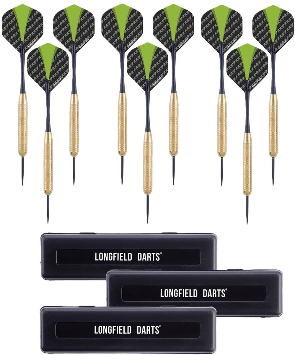 Longfield Darts Dartpijlen - setje 9x stuks - 21 grams - messing/staal/pvc - darten - pijltjes - Kinderen/volwassenen