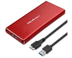 Qoltec Serie - Aluminium Behuizing - M.2 SSD - SATA NGFF - USB 3.0 - 2TB - Rood