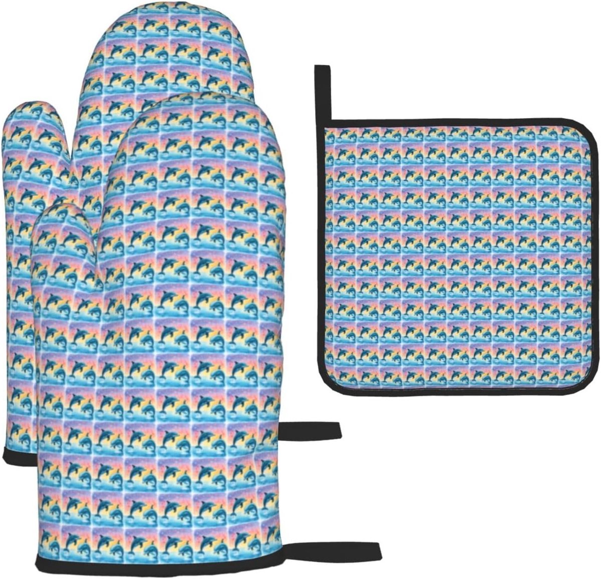 Keuken Ovenwanten - Bak Set - Veilig Koken - Hittebestendig Ontwerp - 3 Delig - Zwart