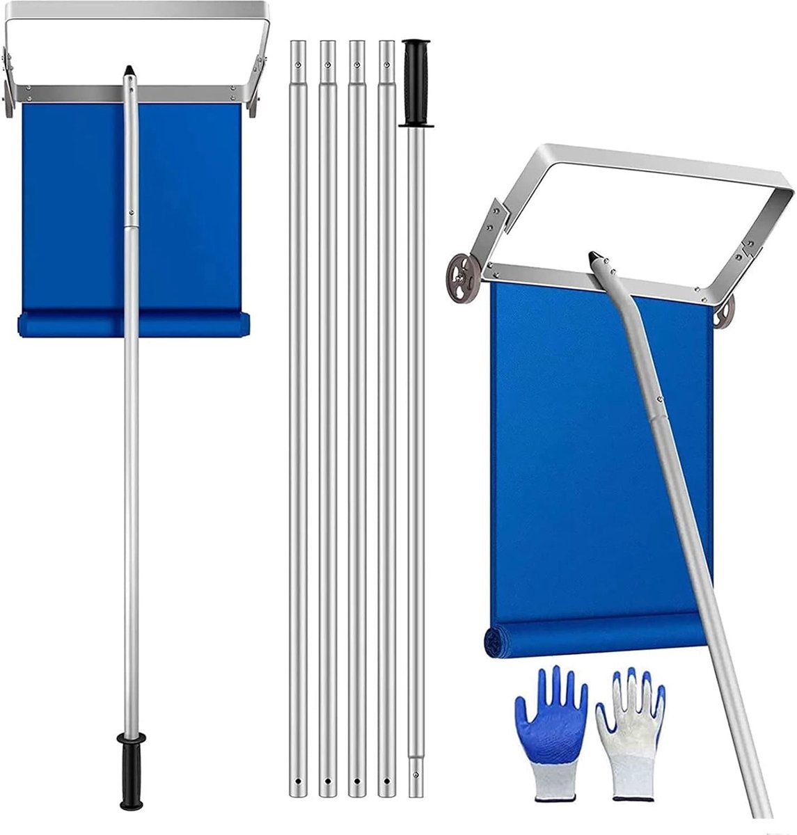 Sneeuwhark Dak - Dakreiniger Schuiver - Sneeuw Ruimen - Uitschuifbare Paal - 6.4 Meter - Zilver