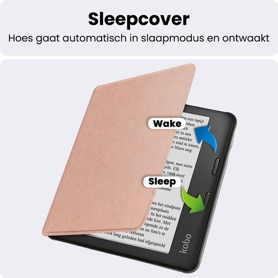 Hoes Geschikt voor Kobo Libra 2 - Luxe E-reader Bescherm Case - Hoesje Book Cover - Rosé Goud — afbeelding 3