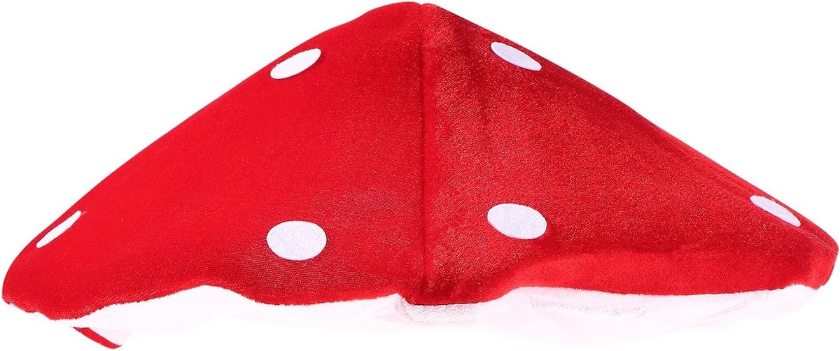 Paddenstoelhoed cosplay voor kinderen en volwassenen, rood-wit gestippeld pluche hoed, kostuumaccessoires voor feest en Halloween