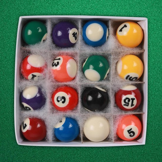 Mini Billartballen Set - Kleine Poolballen - Recreatief Spel - Complete Set - 25 mm - Multicolor van mini — afbeelding 2