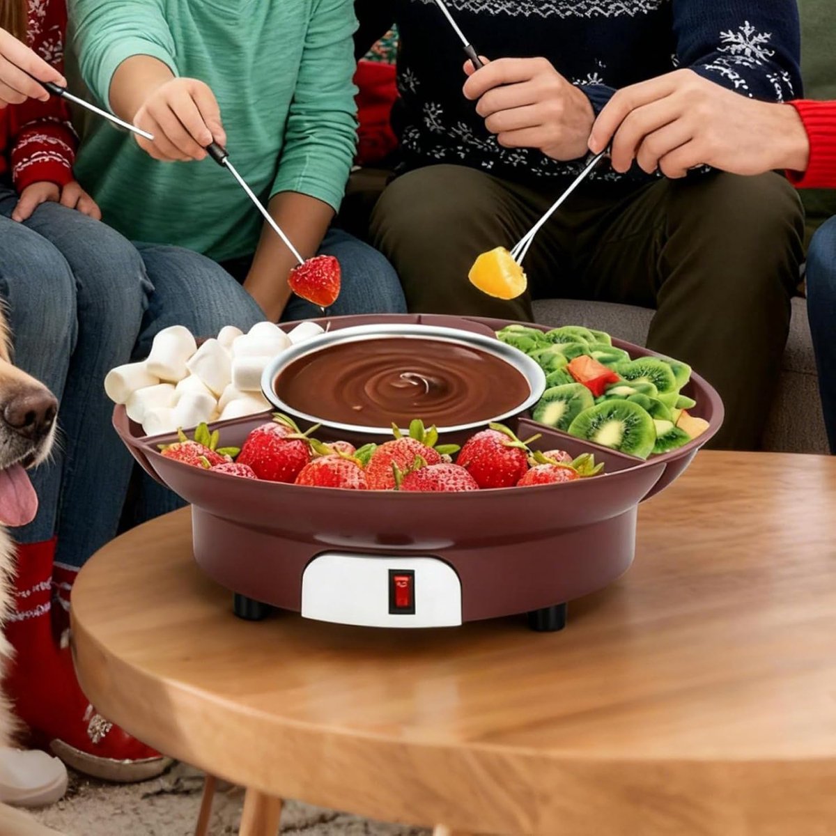 Chocolade Fondue - Hotpot Electrisch - Kaasfondue - Automatische Temperatuurregeling - Oververhittingsbeveiliging - Anti-verbrandingsfunctie - Bruin – foto 6