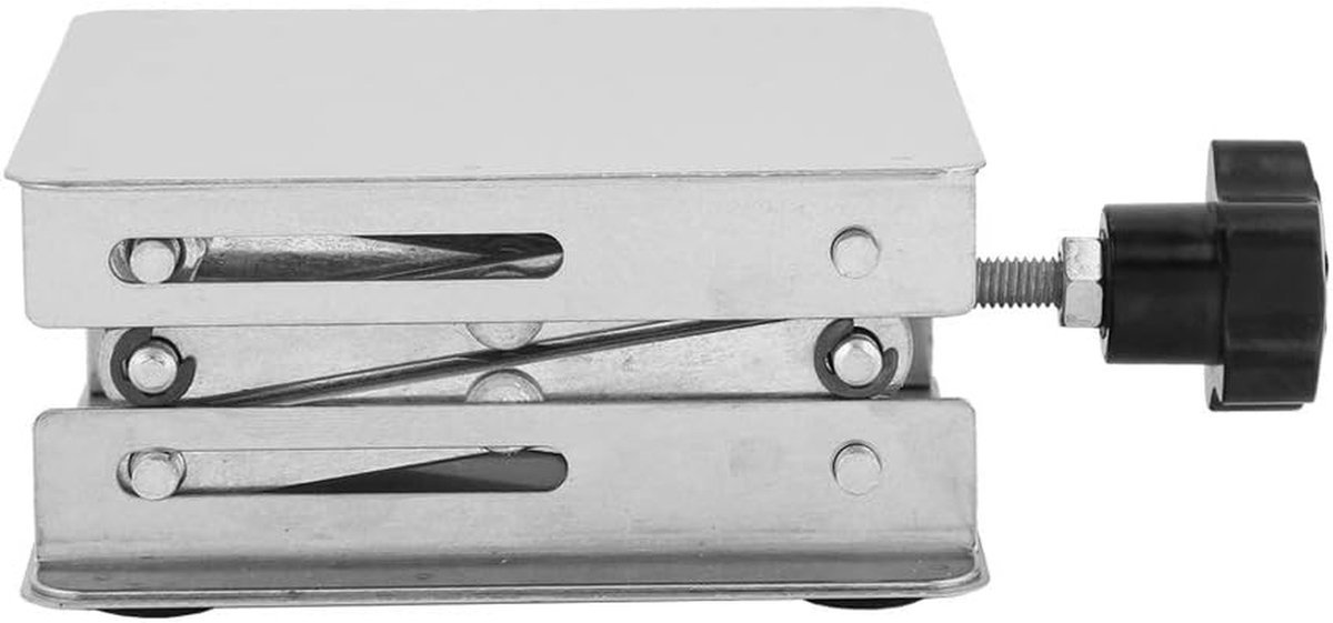 Hefplatform Roestvrij Staal - Schaarrek Lift - Laboratorium Experimenten - Stabiele Hefprestaties - 100 x 100 mm - Zilver