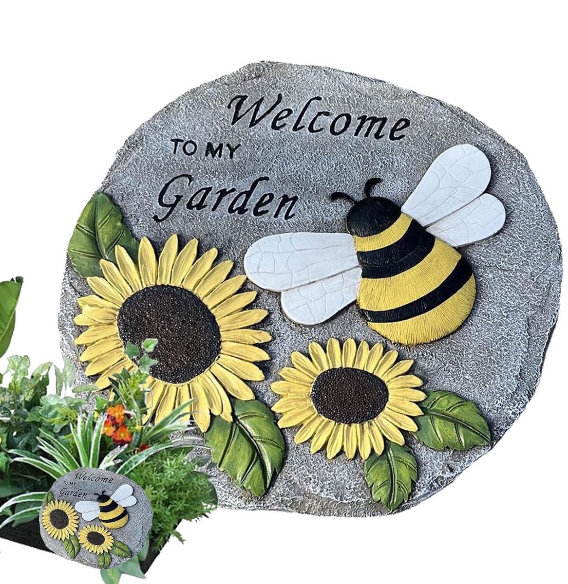 Tuin Stenen Paden - Decoratieve Steenplaten - Tuin Aankleden - Met 'Welkom' Tekst - 23.5 cm - Standaard