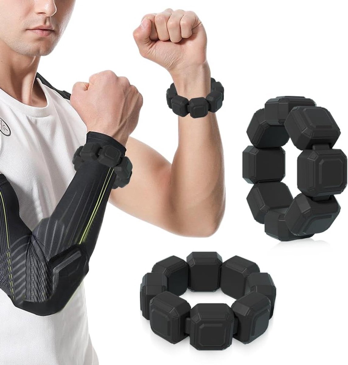 Verstelbare polsgewichten en enkelgewichten, set van 2 (elk 0,3 kg), ideaal voor pilates, yoga en aerobics, perfect voor thuisworkouts en fitnesstraining