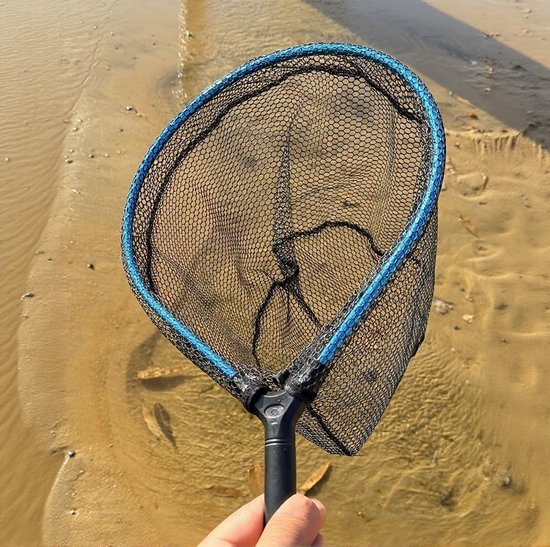 Vouwvisserij Schepnet - Aluminium Handnet - Vangst en Loslaten - Zacht Siliconen Gaas - 35 cm Medium - Blauw — afbeelding 2