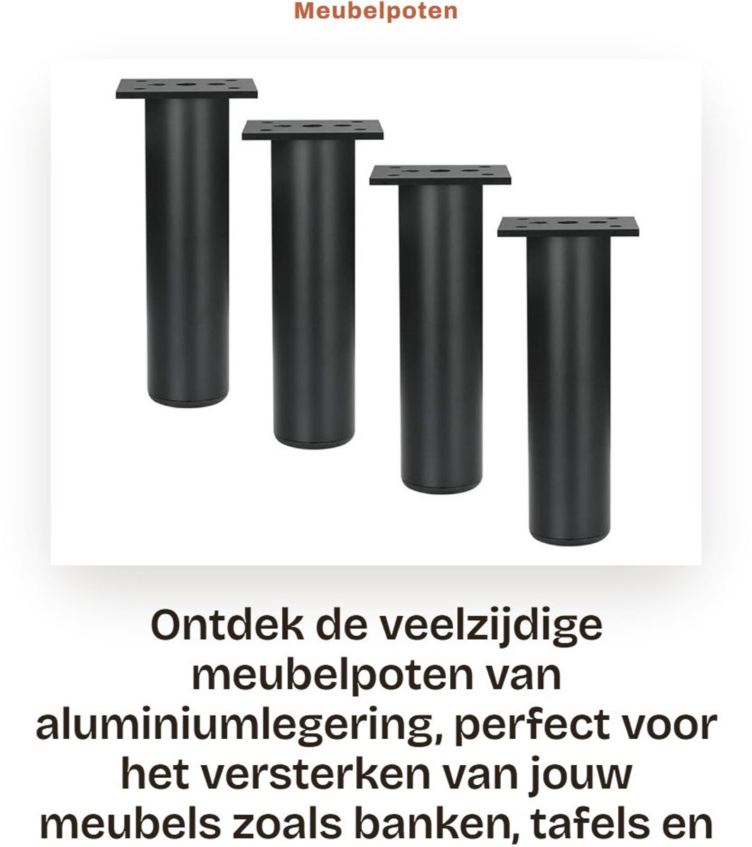 Dailygoods- Meubelpoten 200mm - Aluminiumlegering - Meubelverhoger