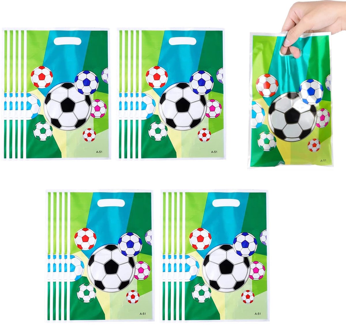 Dailygoods- Voetbal Feestzakjes 20 Stuks - Cadeauzakjes - Geschenkzakken - Verjaardagsgeschenkzakjes - Voetbal Thema - 16 x 25 cm - Cadeautasjes
