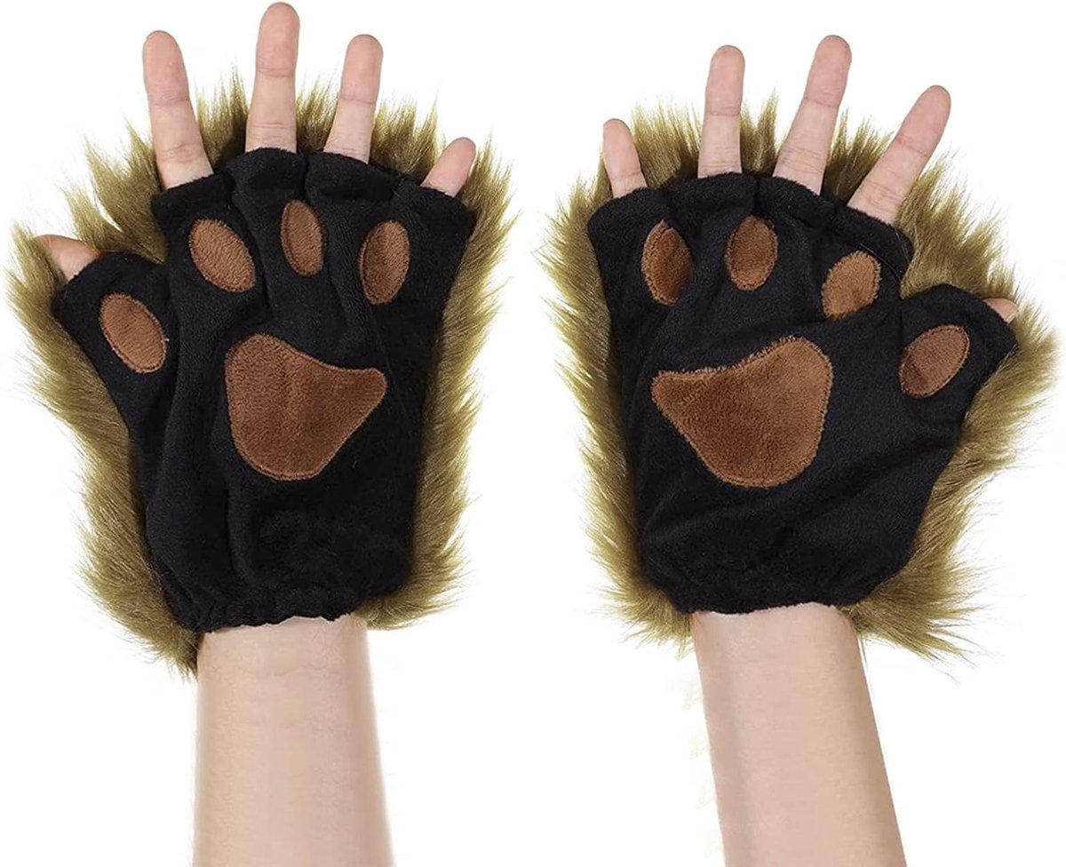 Schattige Pluche Dieren Winter Wanten voor Vrouwen en Meisjes - Warme Halve Vinger Handschoenen voor Koude Dagen