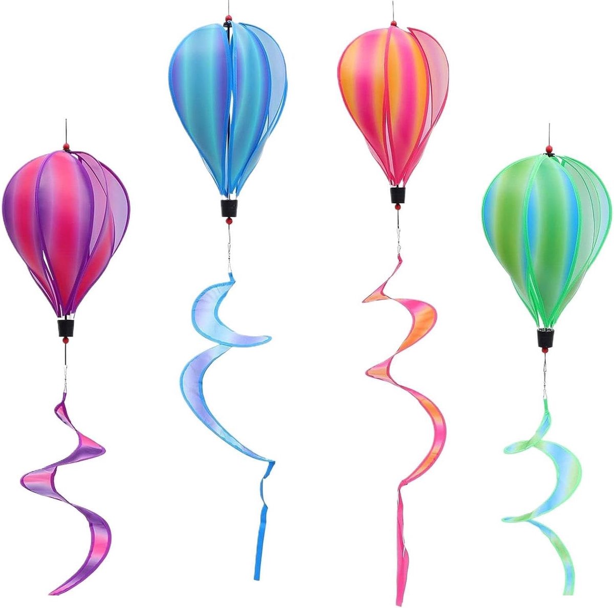 Heteluchtballon Windspinner - Tuin Decoratie - Buitenruimte Verfraaien - Dynamisch Lichtdisplay - 130 cm Hoog - Regenboog