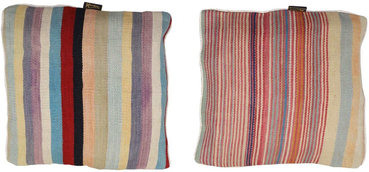 Pastel Gestreepte Kilim Kussen