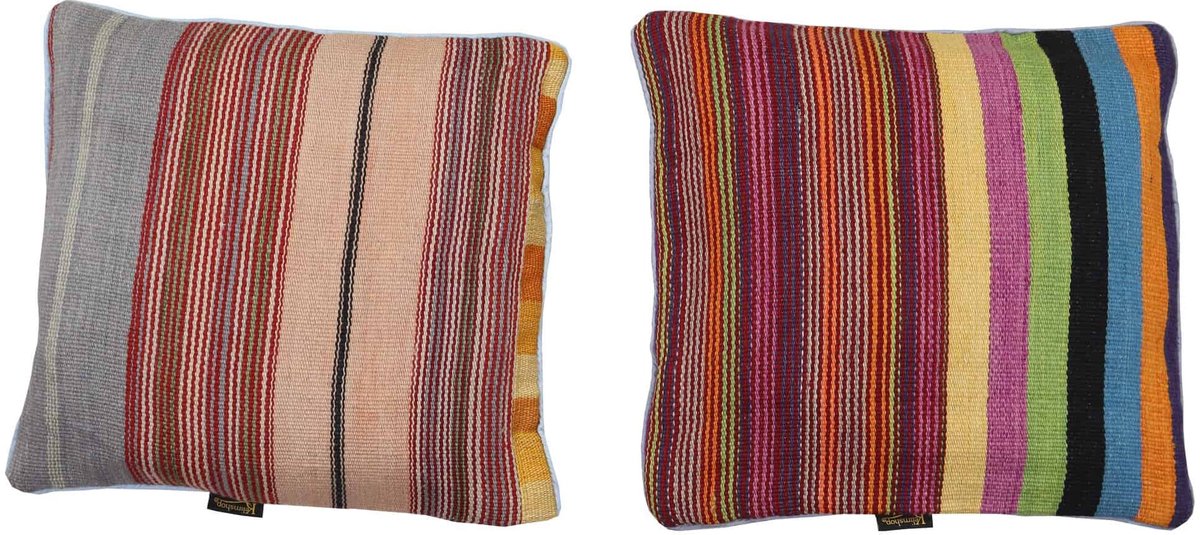 Gestreepte Multicolor Kilim Kussen