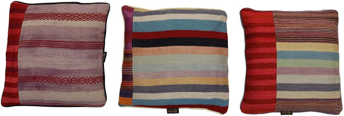 Multicolor gestreepte Kilim kussen