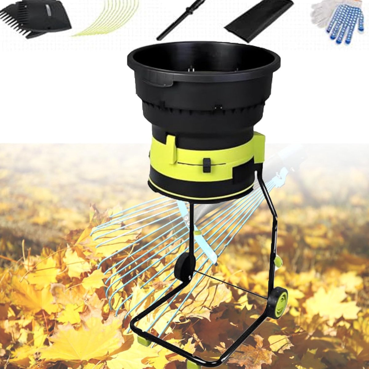 Elektrische Bladversnipperaar - Tuinversnipperaar Mulcher - Tuinafval Verwerken - Bladloos Ontwerp - 54 cm Trechter - Zwart