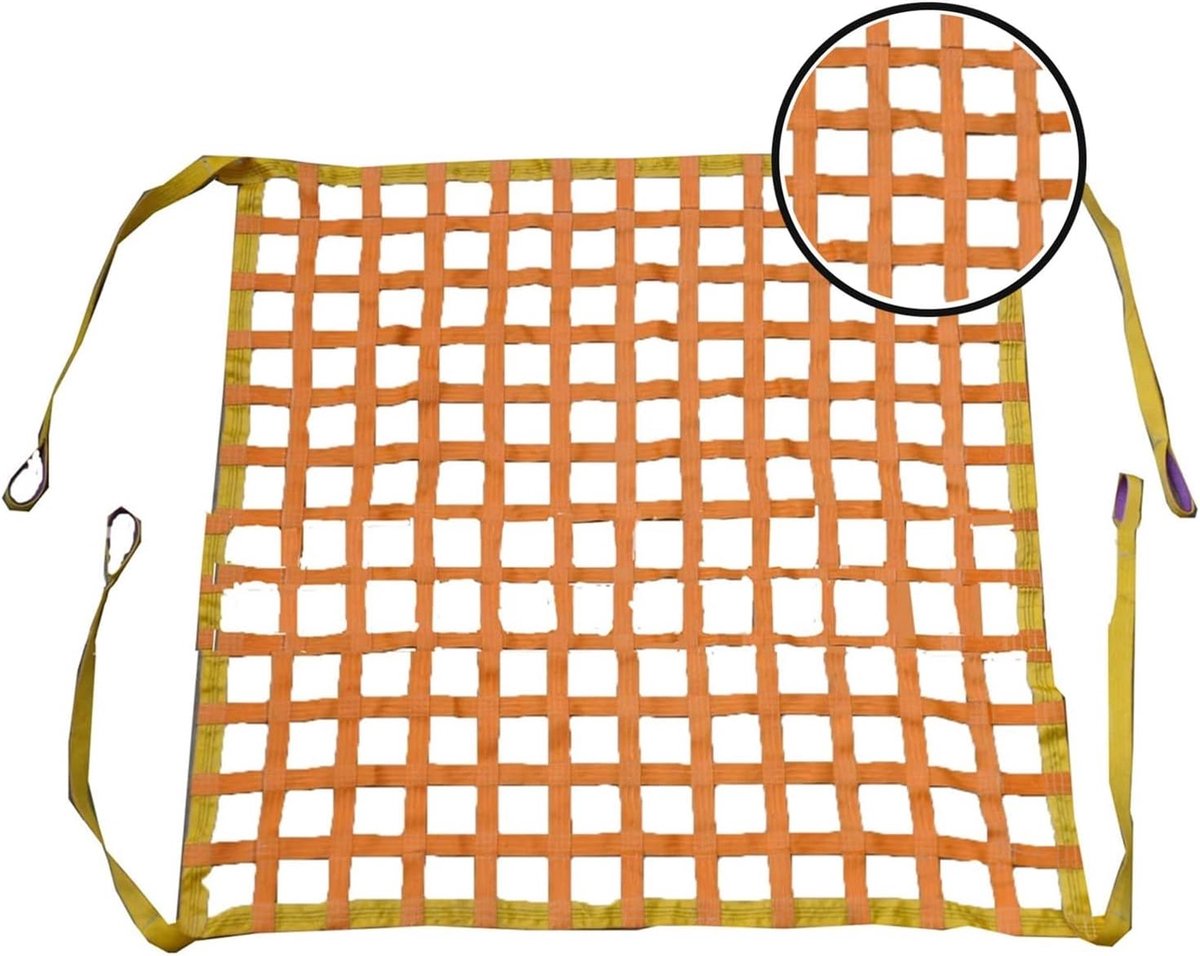 Ophangnet Nylon Sling - Hijsvrachtnet Materiaaltransportband - Goederen Híjsen - Stevig Dragend Materiaal - 3 X 3M - OneColor